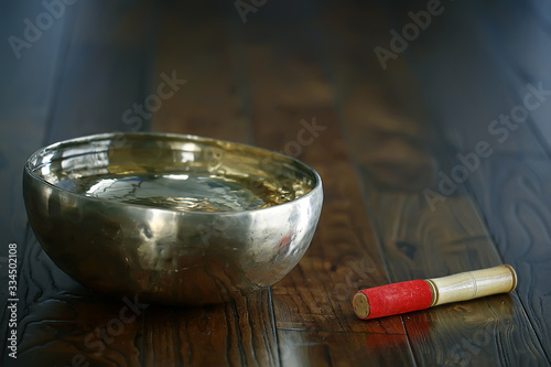 Tibetan singing bowl of water / traditional yoga health accessories golden