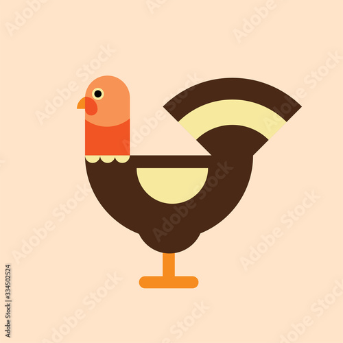 Turkey icon flat design, flat style. Autumn turkey icon. Flat illustration of autumn turkey vector icon