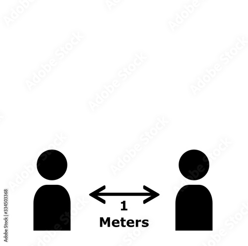 Keep distance sign. Coronovirus epidemic protective equipment. Preventive measures. Steps to protect yourself. Keep the 1 meter distance. Vector illustration.