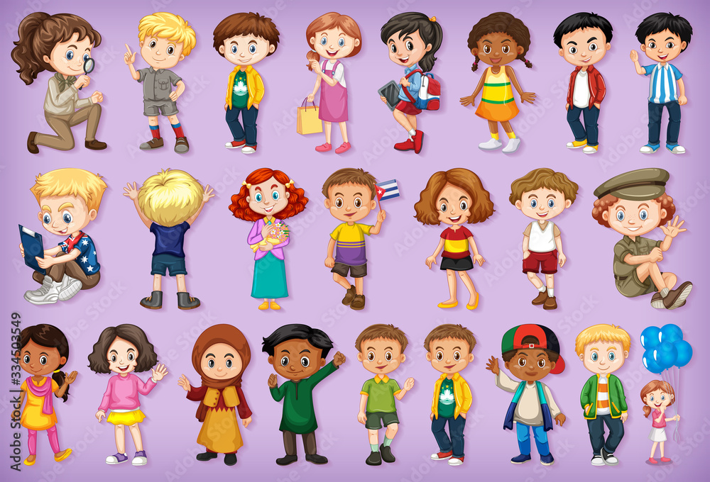 Large set of children doing different activities Large set of children doing different activities