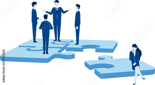 パズルとビジネスマン、チームワークのイメージ