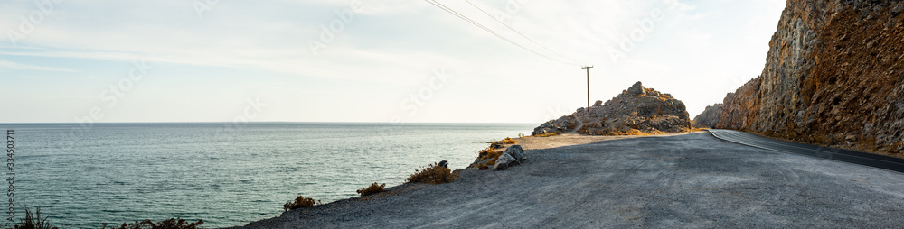 Fototapeta premium road sunset on the beach rhodos island greece