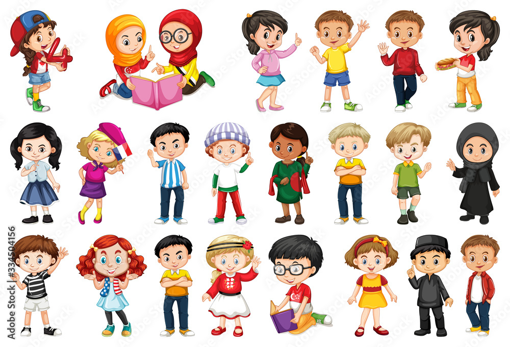 Large set of children doing different activities Large set of children doing different activities