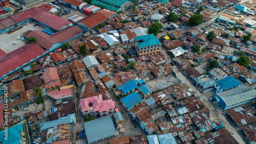 aerial view of the local settlement in Dar es salaam. photo