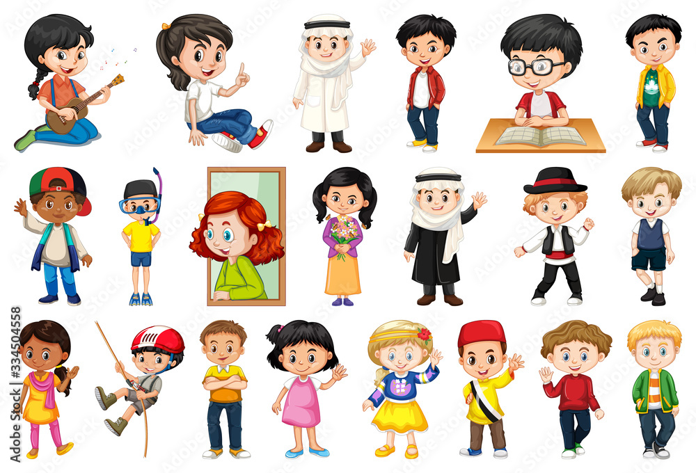 Large set of children doing different activities Large set of children doing different activities