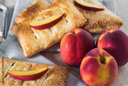 tarts of puff pastry with nectarines