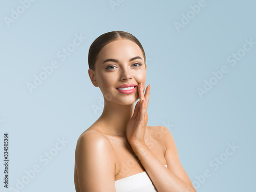 Beauty woman teeth smile face healthy skin fashion natural makeup photo