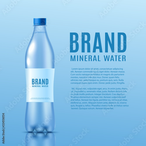 Clear mineral water bottle ad poster - realistic mockup