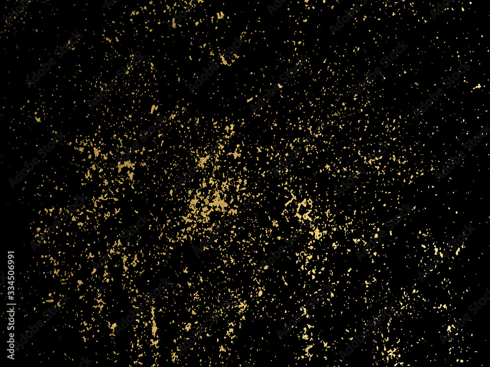 Gold glitter particles background for luxury greeting card. Star dust sparks in explosion on black background. Golden sparkling texture. Vector