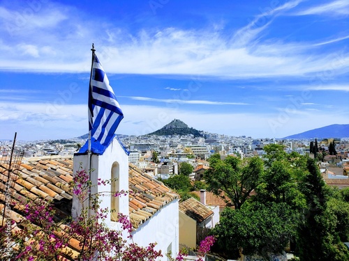 Obraz na plátně View of Athens, Greece from hilltop