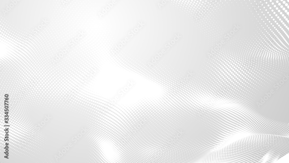 Dot white gray wave light technology texture background. Abstract big data digital concept. 3d rendering.