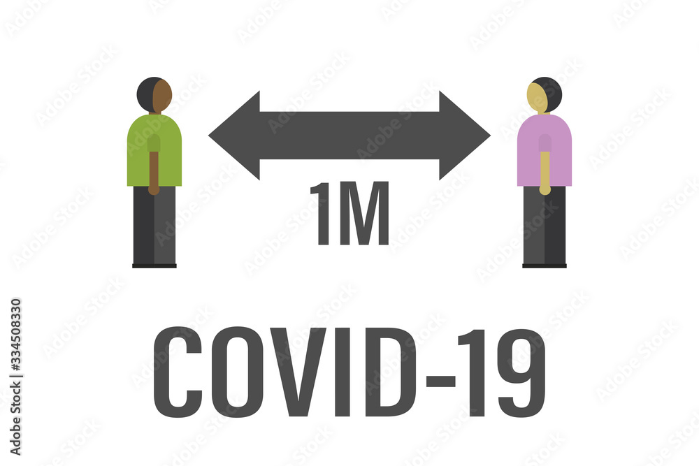 One meter distance between people. Concept of flu outbreak, public health risk,covid-19 One meter distance between people. Concept of flu outbreak, public health risk,covid-19