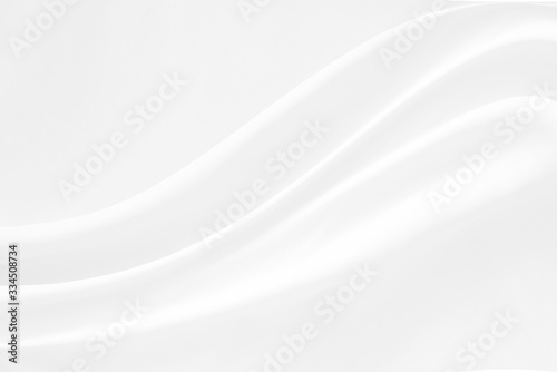 Abstract soft waves of white fabric highlights future background. 3D illustration and rendering.