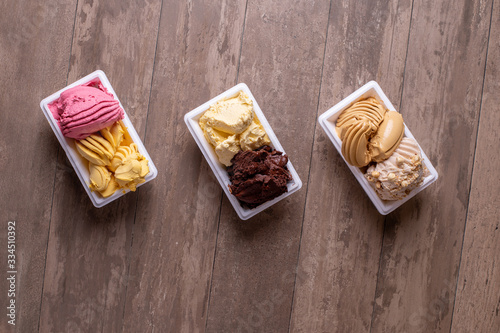 details of various types of ice cream, to go