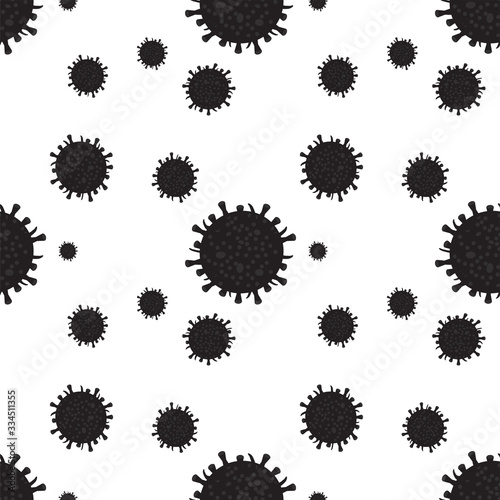 Seamless pattern with coronavirus. Viral infection decorative texture. Covid-19 global pandemic background.