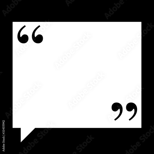 Quotation Mark Speech Bubble sign icon Illustration design black. Stand against racism