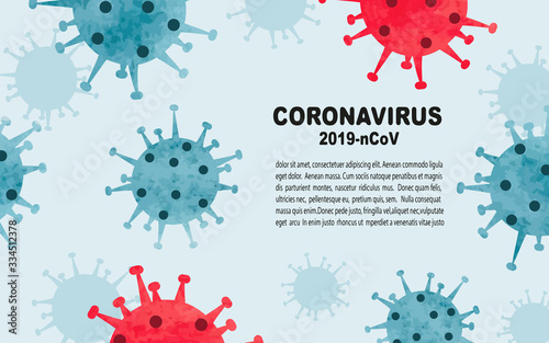 Coronavirus (2019-nCoV) background. Watercolor virus Covid 19 vector illustration.