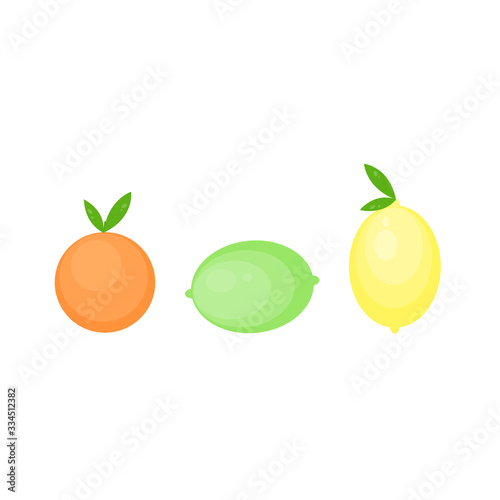 Fototapeta Naklejka Na Ścianę i Meble -  This is citrus fruits. Lemon, lime, orange, mandarine on white background.