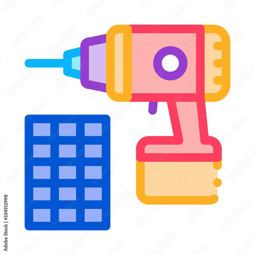 Fototapeta premium drill repair battery icon vector. drill repair battery sign. color contour symbol illustration