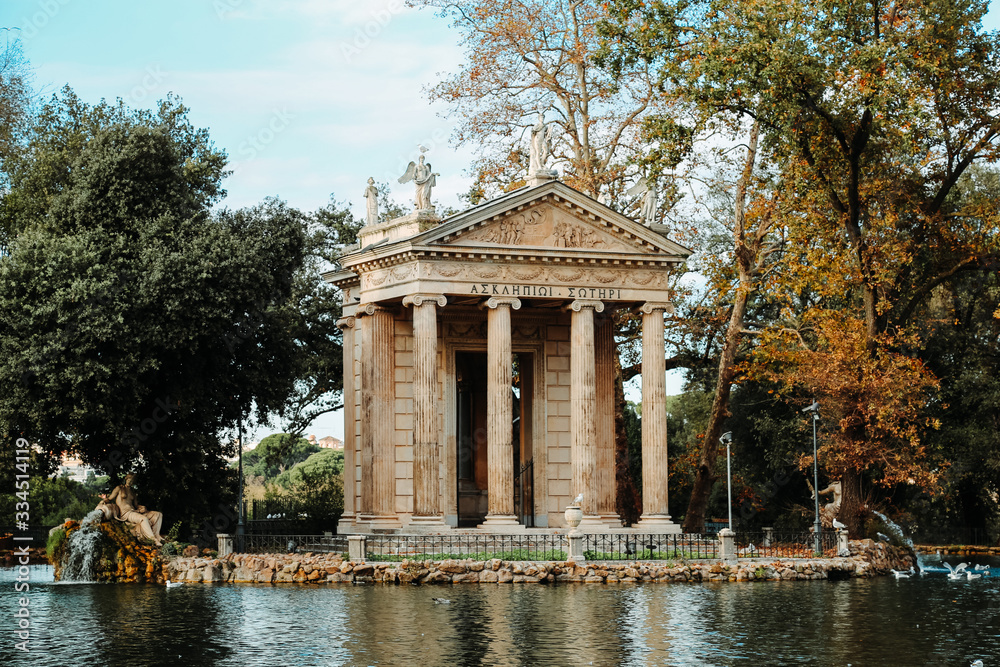 beautiful old building in the park in autumn beautiful old building in the park in autumn