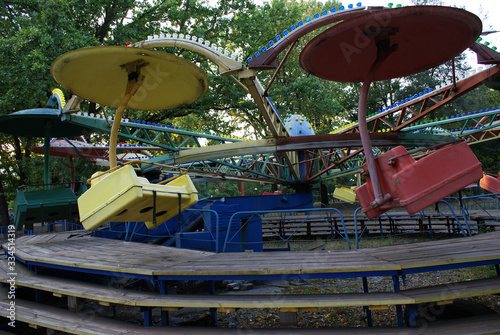 Children's carousel in an amusement park, an amusement park.
