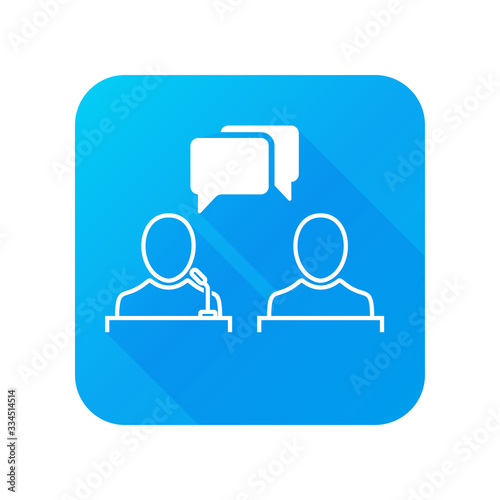 Politic debate icon in comic style. Presidential debates vector cartoon illustration pictogram. Businessman discussion business concept splash effect.