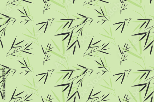 Fototapeta Naklejka Na Ścianę i Meble -  Seamless bamboo leaf pattern background, Vector bamboo forest with branch, Hand drawn decorative element, Seamless backgrounds and wallpapers for fabric, packaging, Decorative print, Textile