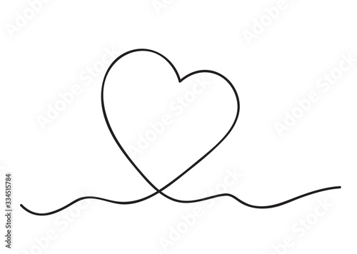 Heart. Abstract love symbol. Continuous line art drawing vector illustration