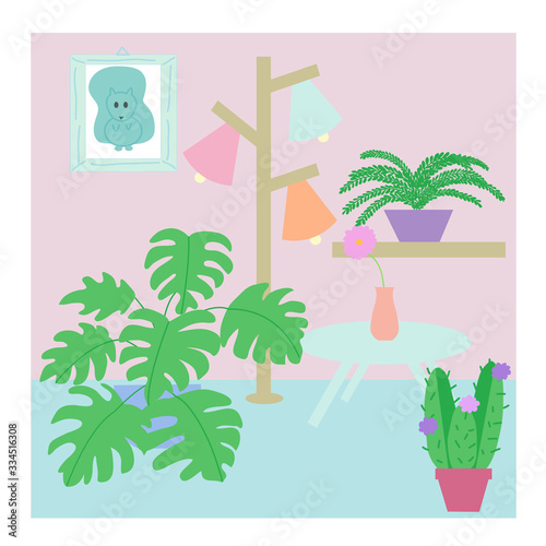 Indoor of a little house illustration
