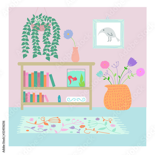 Indoor of a little house illustration