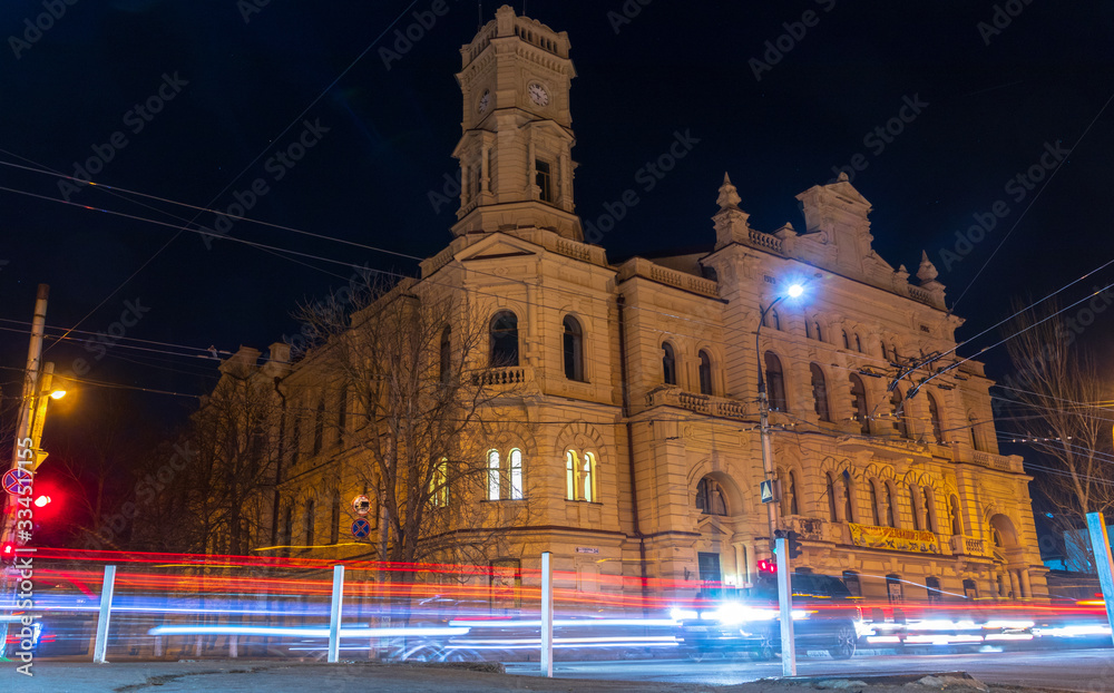 Fototapeta premium Mansion in the city of Kherson at night