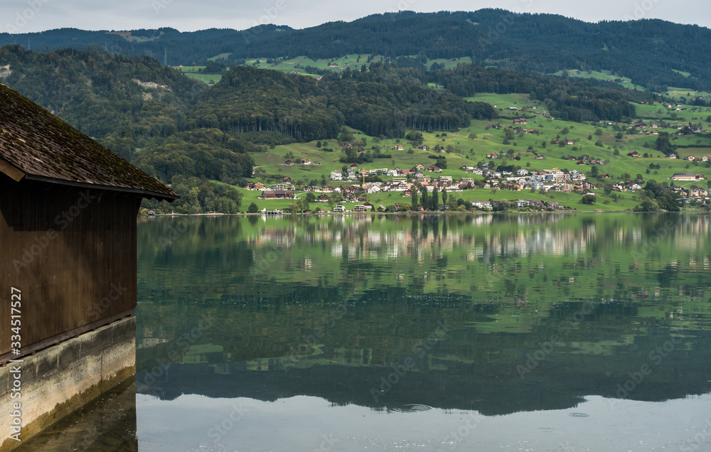 View of the SarnerSee from Sachseln Obwalden in Switzerland