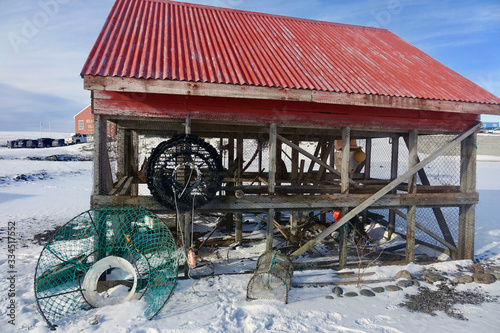 Iceland. Fishermen equipment in the village Hvammstangi photo