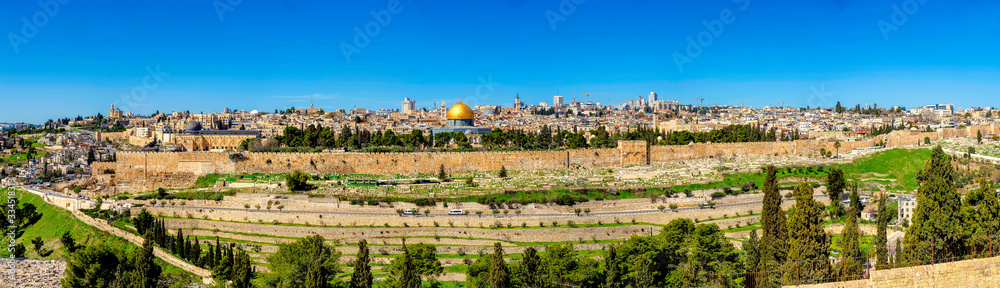 Naklejka premium Panorama Jerozolimy i murów