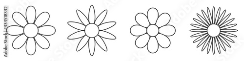 Flowers linear icons set. Vector illustration.