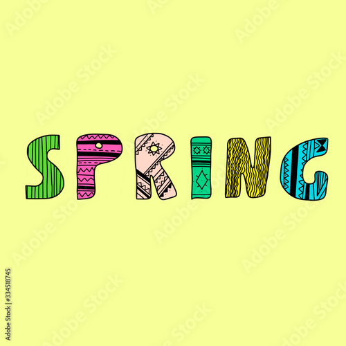 hand drawn lettering text spring