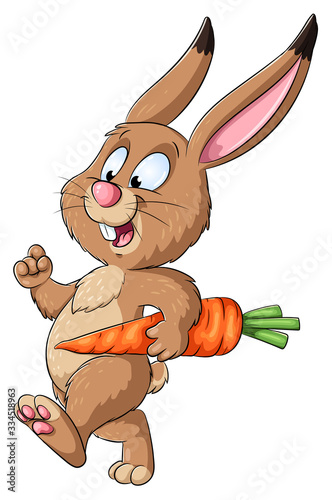 Niedlicher Hase mit Karotte - Vektor-Illustration