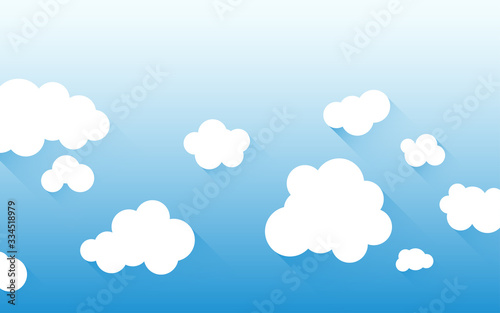 Bright atmosphere white clouds on top blue sky landscape vector background design illustration