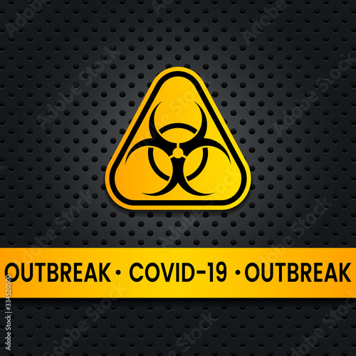 Graphic banner with a yellow bacteriological danger sign and the inscription Quarantine
