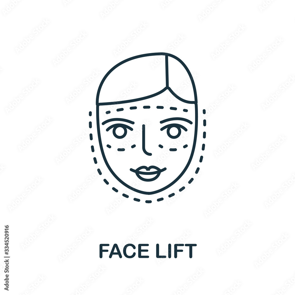Face Lift icon from plastic surgery collection. Simple line element Face Lift symbol for