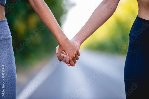 Holding hands with each other is an expression of love. Love concept