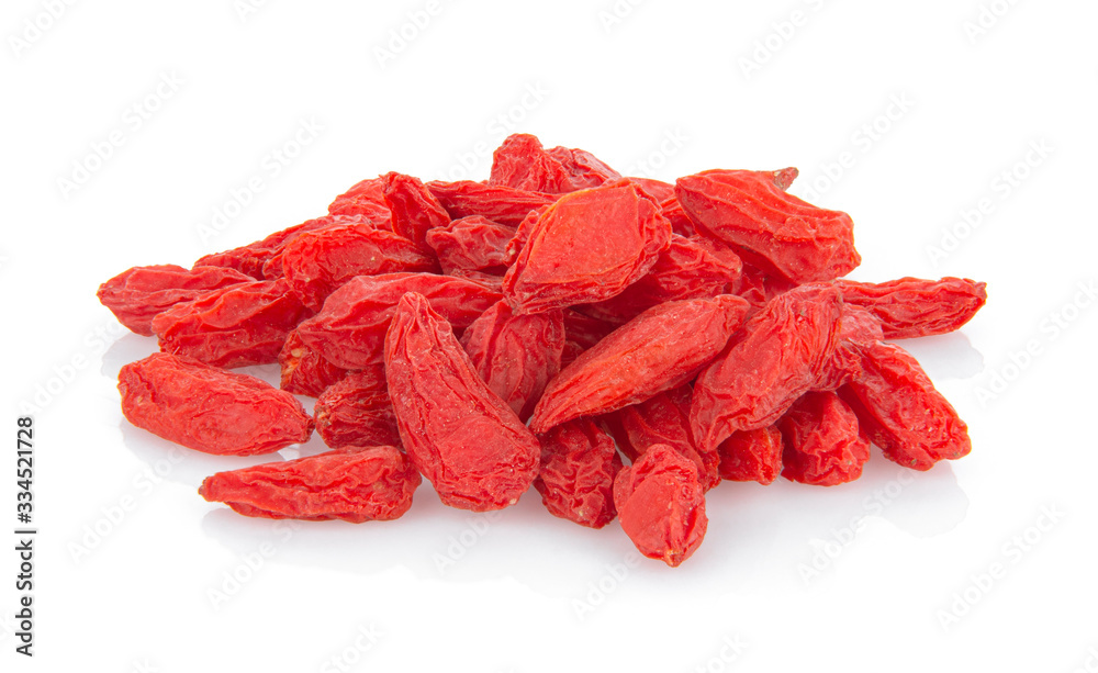 Dried goji berries, isolated on white background Dried goji berries, isolated on white background