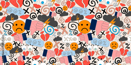 seamless pattern of cyberbullying. online pressure. Posting sexual remarks, or pejorative labels. profanity and sexual harassment. Modern abstract design for paper, cover, fabric