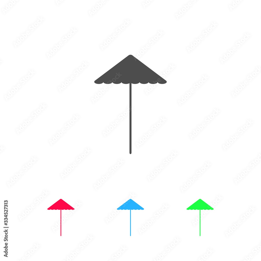 Beach umbrella icon flat.