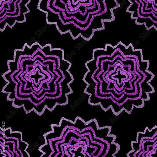 Creative seamless pattern with hand drawn ikat stars. Ethnic boho seamless pa...