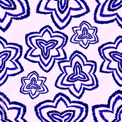 Creative seamless pattern with hand drawn ikat stars. Ethnic boho seamless pa...