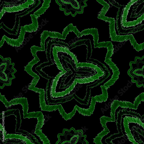 Creative seamless pattern with hand drawn ikat stars. Ethnic boho seamless pa...