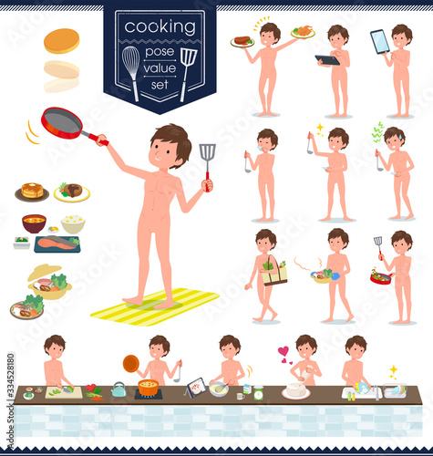 flat type nude men_cooking