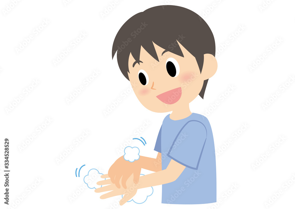 男性の手洗い　指先と爪の間