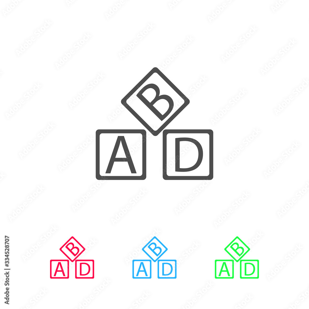 ABD cubes blocks child education icon flat. ABD cubes blocks child education icon flat.